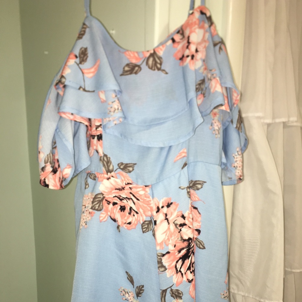 Jealous Tomato Blue Flowery Romper